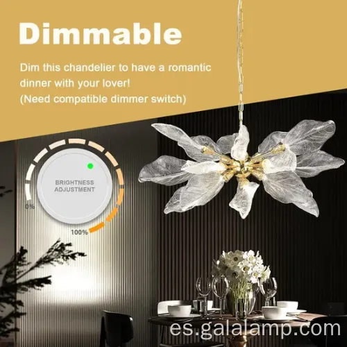 Mesa de comedor de lámparas colgantes de estilo rama elegante